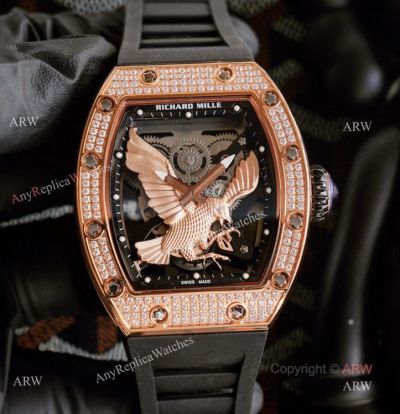 Unique Model Richard Mille RM 57-05 Eagle Dial With Rose Gold Diamonds Watch Replica
